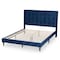 Baxton Studio Gothard  Navy Blue Velvet Upholstered and Dark Brown Finished Wood King Size Platform Bed 215-12366-ZORO - alternate 7
